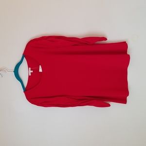 Ava James Red Ruched Sleeve Top in Size Large